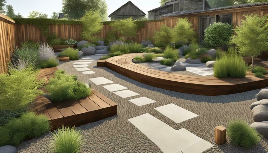 garden design with sleepers and gravel