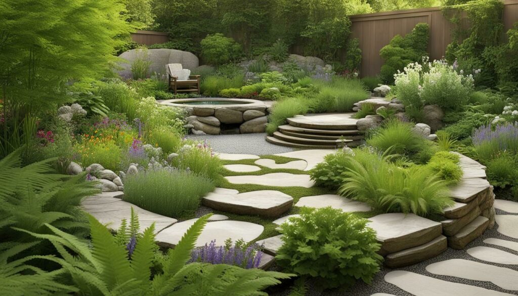 landscape design with sleepers and gravel