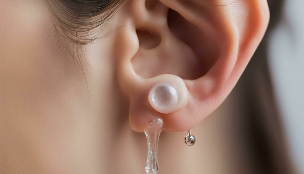 lymph fluid drainage from ear piercing