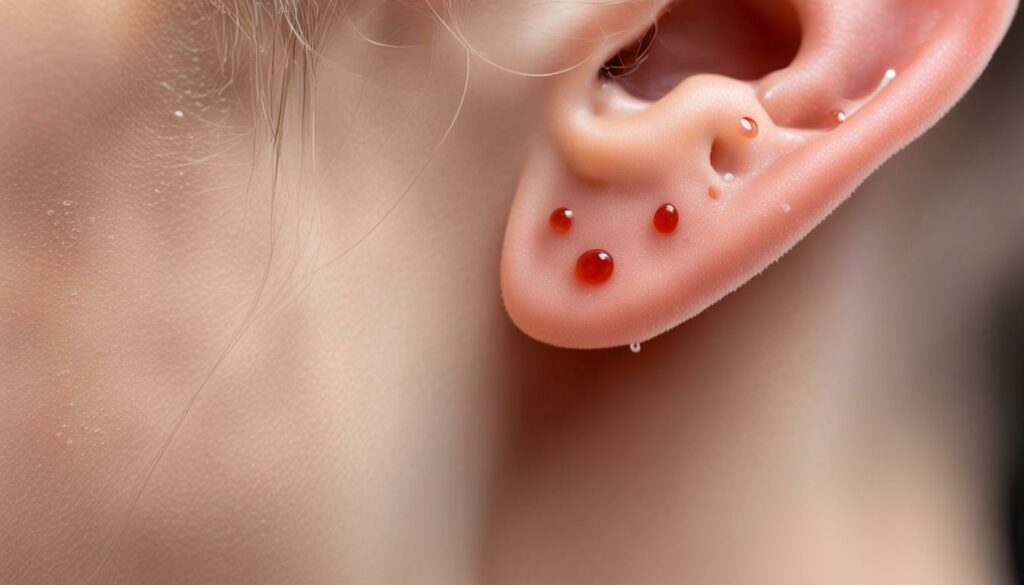 lymph fluid leakage in ear piercing