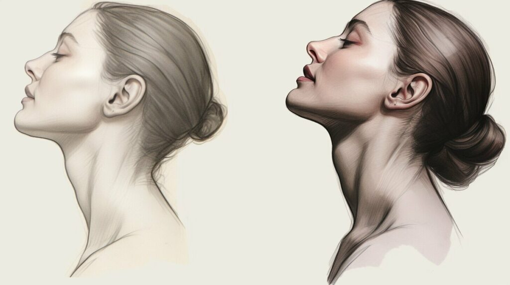 realistic double chin drawing