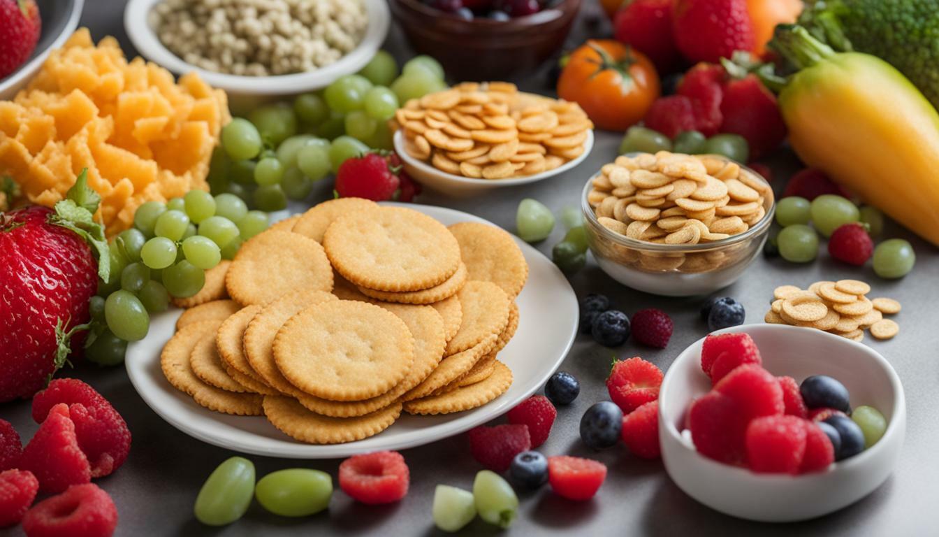 Diverticulitis and Ritz Crackers with the image of Ritz crackers and a plate of high-fiber foods