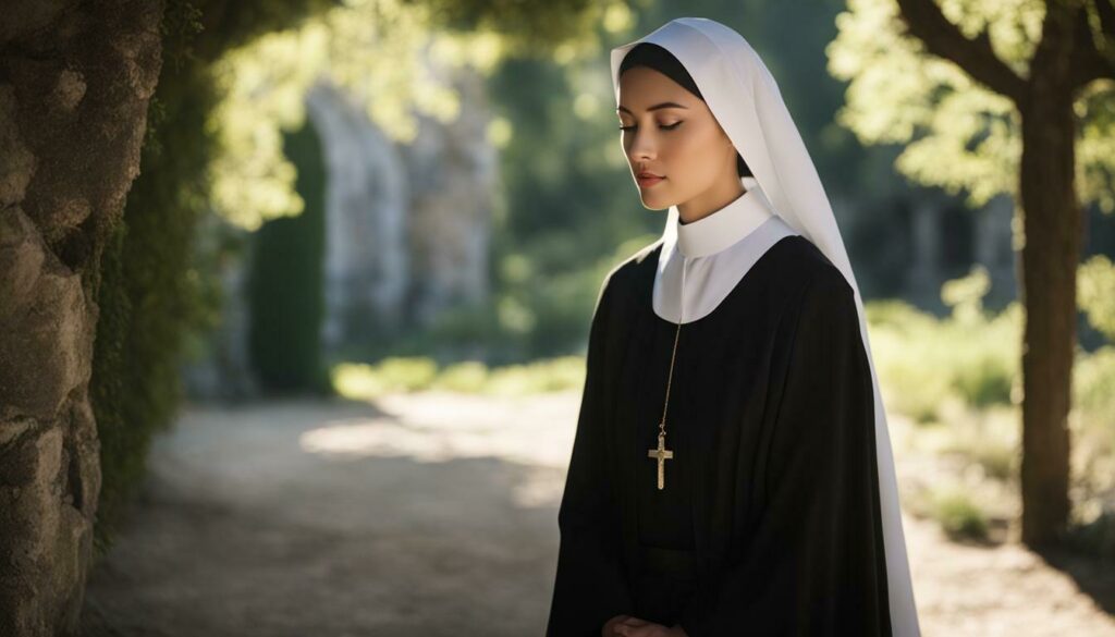 Religious nun with short hair