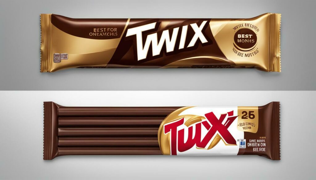 Twix bars with a "Best Before" date on their packaging.