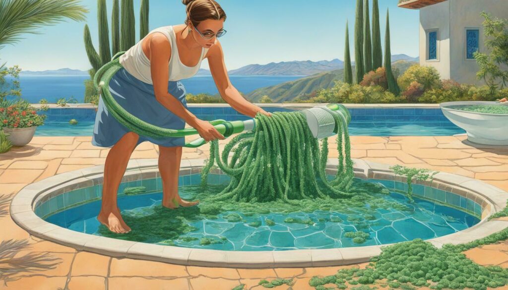removing algae buildup from pool hoses