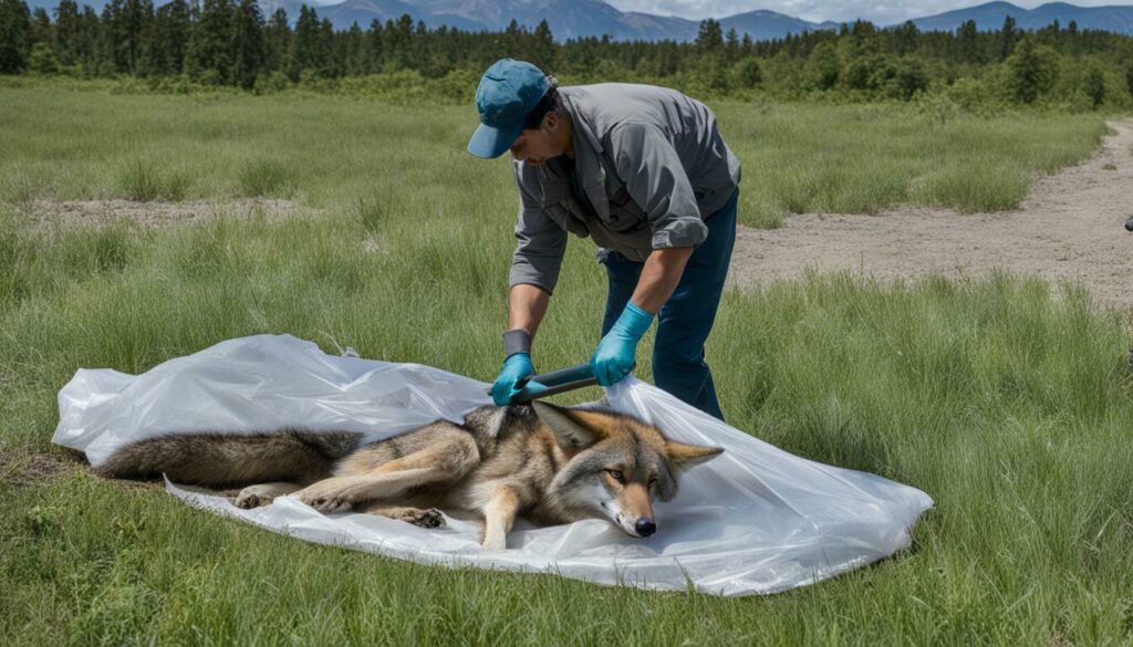 safe practices for handling a coyote carcass