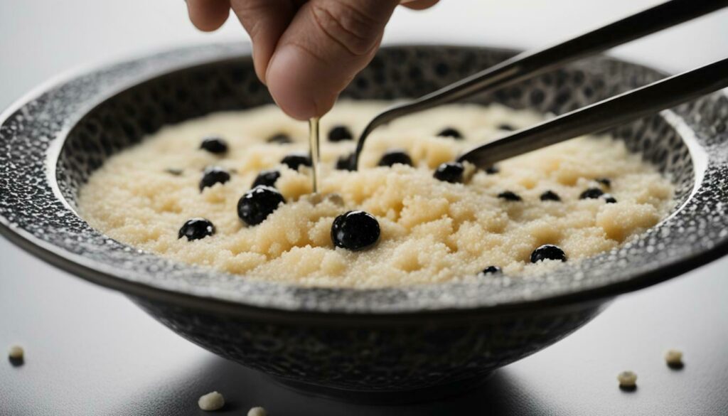 Removing black dots from grits
