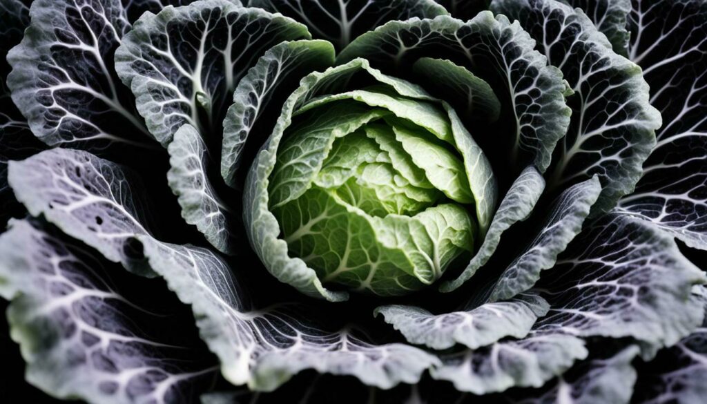 napa cabbage with black dots
